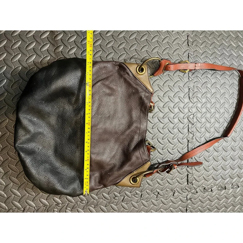 OrYANY Hobo Bag‎ Medium Brown Colorblock Pebbled Leather Slouchy Shoulder Bag